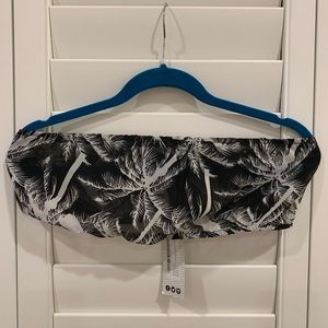 Black/White Palm Leaf Print Bandeau